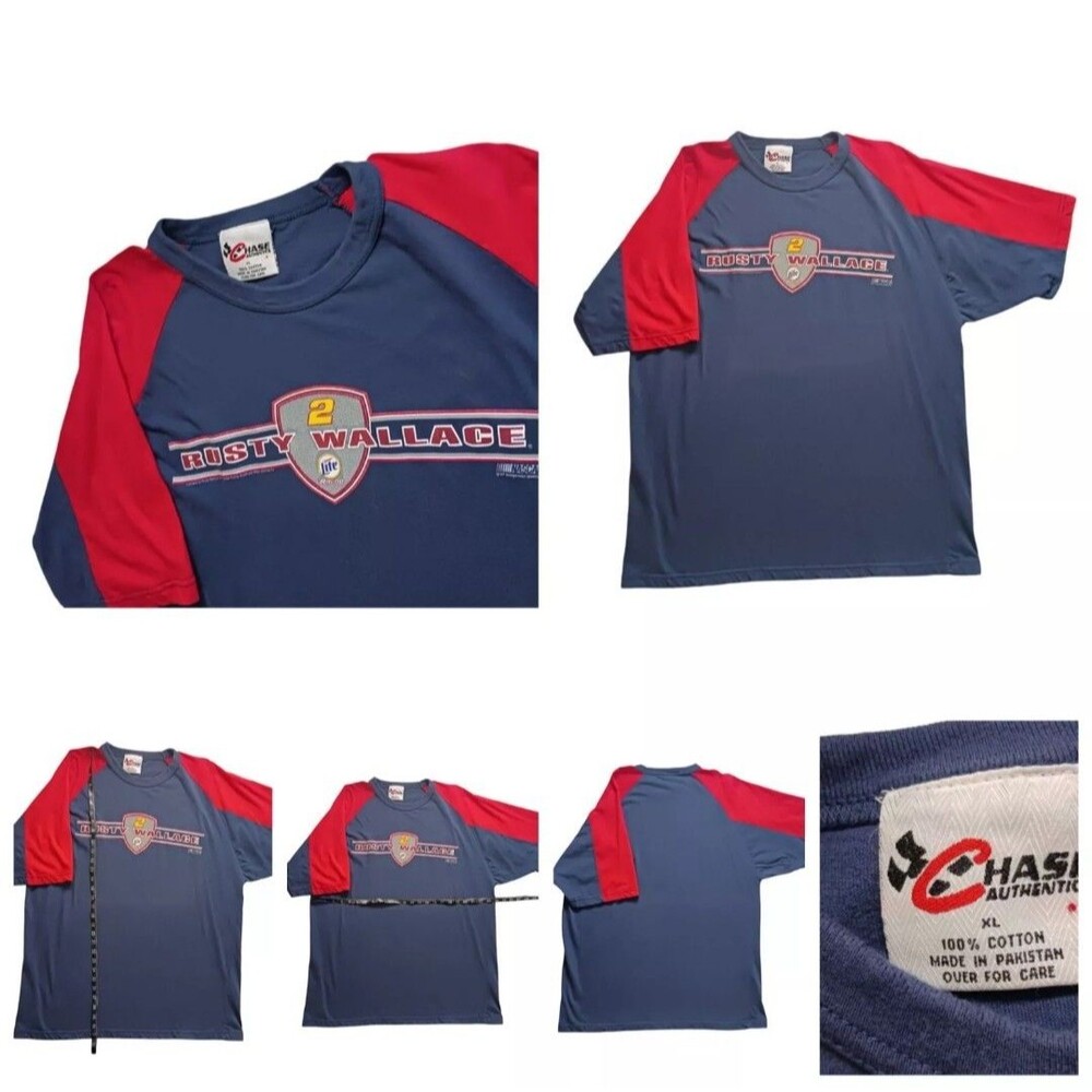 Vintage Rusty Wallace Chase Authentics Nascar Racing Miller Light Shirt XL Cotto